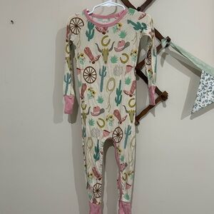 Little Sleepies Western-Themed Footies - Pink and Cream